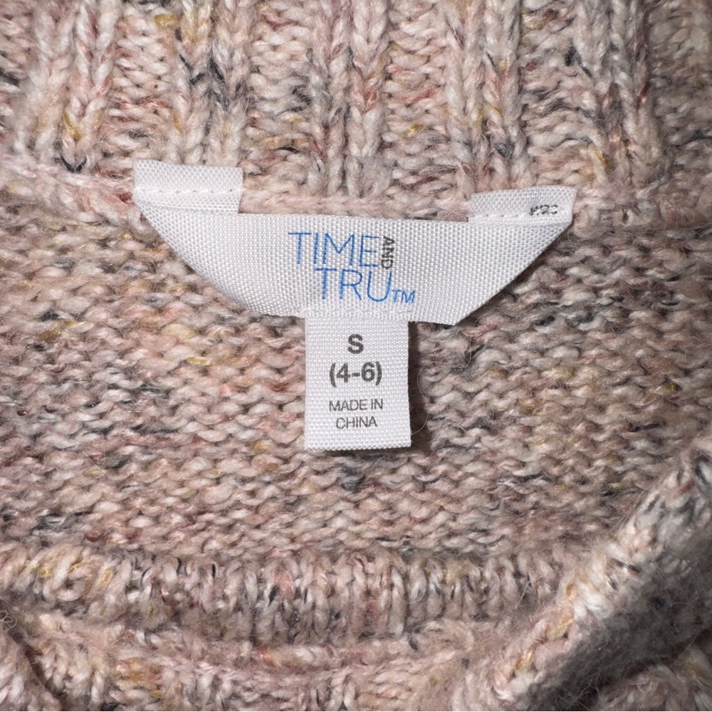 Time and Tru Women's Cable Knit Sweater - Light Pink Beige - Picture 5 of 9